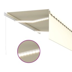 Auvent rétractable manuel avec store et LED 3,5x2,5 m Crème   551149551149