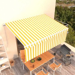 Auvent manuel rétractable avec store 4x3 m Jaune et blanc 551150551150