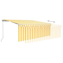 Auvent manuel rétractable avec store 4x3 m Jaune et blanc 551150551150