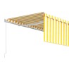 Auvent manuel rétractable avec store 4x3 m Jaune et blanc 551150551150