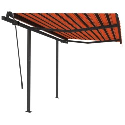 Auvent rétractable automatique et poteaux 3x2,5 m Orange marron 551162551162