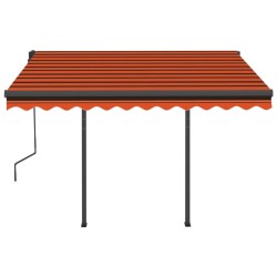 Auvent rétractable automatique et poteaux 3x2,5 m Orange marron 551162551162