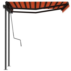Auvent rétractable automatique et poteaux 3x2,5 m Orange marron 551162551162