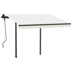 Auvent rétractable automatique et poteaux 3x2,5 m Crème 551165551165