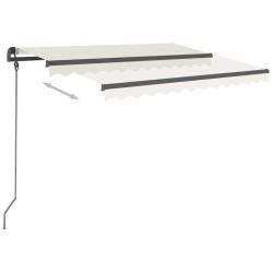Auvent rétractable automatique et poteaux 3x2,5 m Crème 551165551165