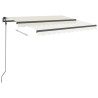 Auvent rétractable automatique et poteaux 3x2,5 m Crème 551165551165