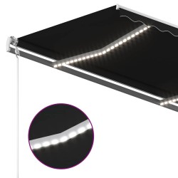 Auvent manuel rétractable avec LED 3,5x2,5 m Anthracite 551166551166