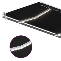 Auvent manuel rétractable avec LED 3,5x2,5 m Anthracite 551166551166