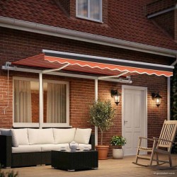 Auvent manuel rétractable avec LED 3,5x2,5 m Orange et marron 551167551167
