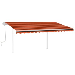 Auvent manuel rétractable avec poteaux 4x3,5 m Orange et marron 551169551169