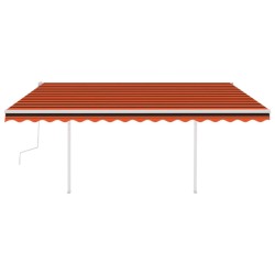 Auvent manuel rétractable avec poteaux 4x3,5 m Orange et marron 551169551169