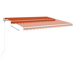 Auvent manuel rétractable avec poteaux 4x3,5 m Orange et marron 551169551169