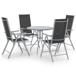 Ensemble à manger de jardin 5pcs aluminium et textilène argenté 551170551170
