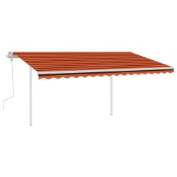 Auvent manuel rétractable avec poteaux 4x3 m Orange et marron 551177551177
