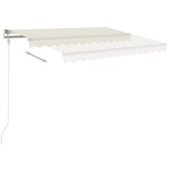 Auvent manuel rétractable avec LED 3,5x2,5 m Crème 551193551193
