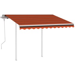 Auvent manuel rétractable avec poteaux 3,5x2,5 m Orange marron 551194551194