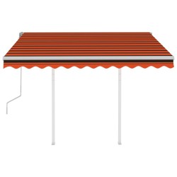 Auvent manuel rétractable avec poteaux 3,5x2,5 m Orange marron 551194551194