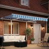 Auvent manuel rétractable avec LED 3x2,5 m Bleu et blanc 551196551196