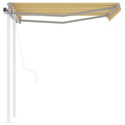 Auvent rétractable automatique et poteaux 3x2,5m Jaune et blanc 551202551202