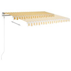 Auvent rétractable automatique et poteaux 3x2,5m Jaune et blanc 551202551202