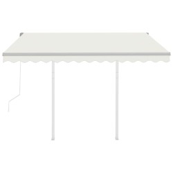 Auvent rétractable automatique et poteaux 3x2,5 m Crème 551203551203