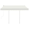 Auvent rétractable automatique et poteaux 3x2,5 m Crème 551203551203