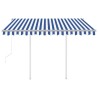 Auvent rétractable automatique et poteaux 3x2,5 m Bleu et blanc 551204551204