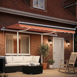 Auvent manuel rétractable avec LED 3x2,5 m Orange et marron 551205551205