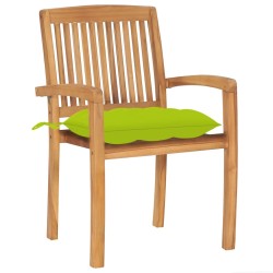 Chaises de jardin empilables avec coussins lot de 4 Teck solide 551213551213