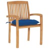 Chaises de jardin empilables avec coussins lot de 4 Teck solide 551215551215