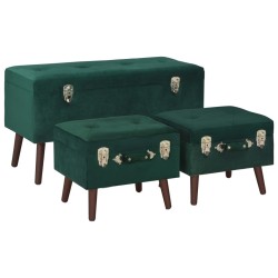 Tabourets de rangement lot de 3 Vert Velours 551239551239