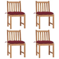 Chaises de jardin lot de 4 avec coussins Bois de teck massif 551251551251