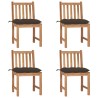 Chaises de jardin lot de 4 avec coussins Bois de teck massif 551252551252
