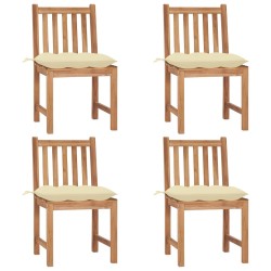 Chaises de jardin lot de 4 avec coussins Bois de teck massif 551254551254