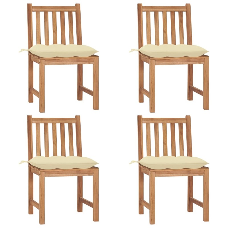 Chaises de jardin lot de 4 avec coussins Bois de teck massif 551254551254