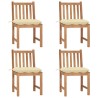 Chaises de jardin lot de 4 avec coussins Bois de teck massif 551254551254
