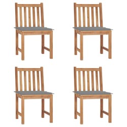 Chaises de jardin lot de 4 avec coussins Bois de teck massif 551255551255