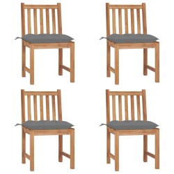 Chaises de jardin lot de 4 avec coussins Bois de teck massif 551257551257