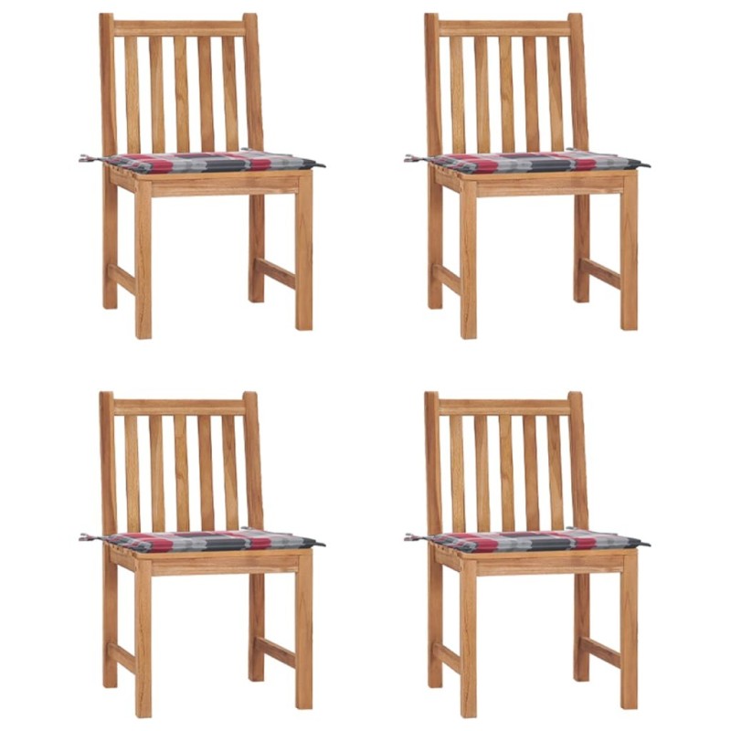 Chaises de jardin lot de 4 avec coussins Bois de teck massif 551260551260