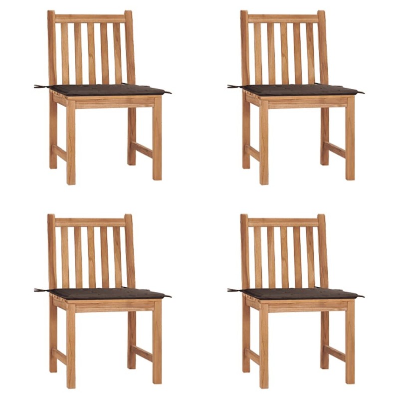 Chaises de jardin lot de 4 avec coussins Bois de teck massif 551263551263