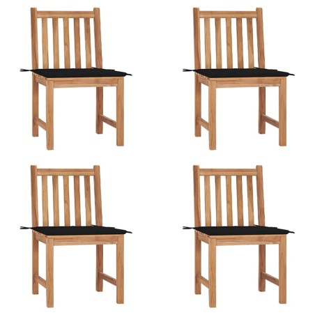 Chaises de jardin lot de 4 avec coussins Bois de teck massif 551264551264