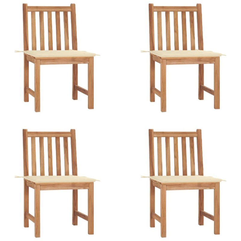 Chaises de jardin lot de 4 avec coussins Bois de teck massif 551267551267