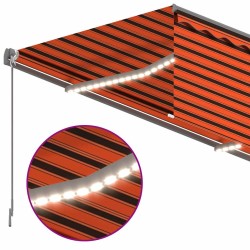 Auvent rétractable manuel store et LED 3x2,5 m Orange et marron   551274551274