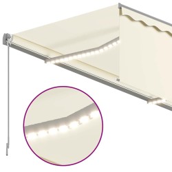 Auvent manuel rétractable avec store et LED 3x2,5 m Crème   551277551277