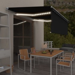 Auvent manuel rétractable avec store et LED 4x3 m Anthracite 551283551283