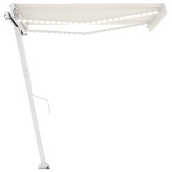 Auvent manuel rétractable avec LED 300x250 cm Crème 551289551289