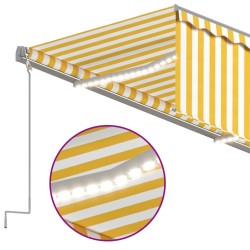 Auvent rétractable manuel avec store LED 5x3 m Jaune et blanc 551295551295