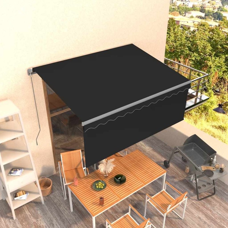 Auvent rétractable manuel avec store 3,5x2,5 m Anthracite 551312551312