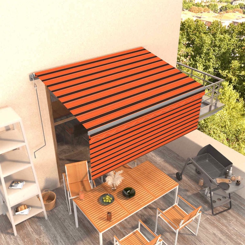 Auvent rétractable automatique store 3,5x2,5 m Orange et marron 551315551315