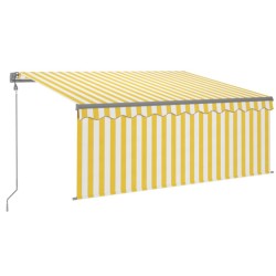 Auvent rétractable automatique avec store 3,5x2,5 m Jaune blanc 551317551317